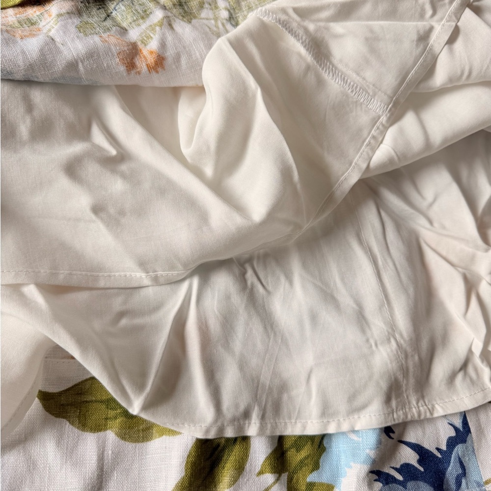 Reformation Marbella Floral Midi Linen A-Line Dress Botanist‎ Puff Sleeve Size 8 - Picture 10 of 15